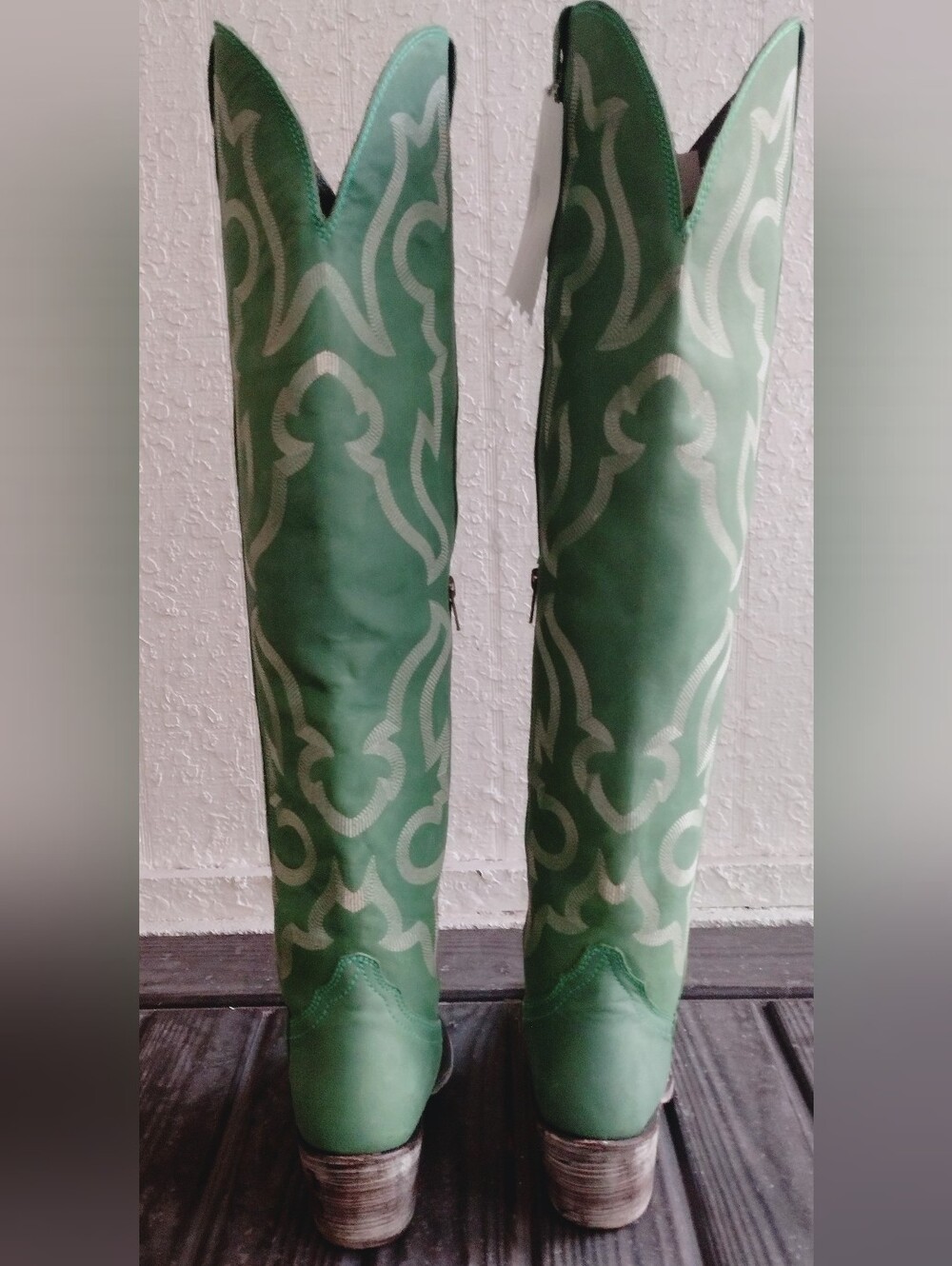 Liberty Black Allyssa Vegas Green Over the Knee Western Cowboy Boots - Picture 7 of 13